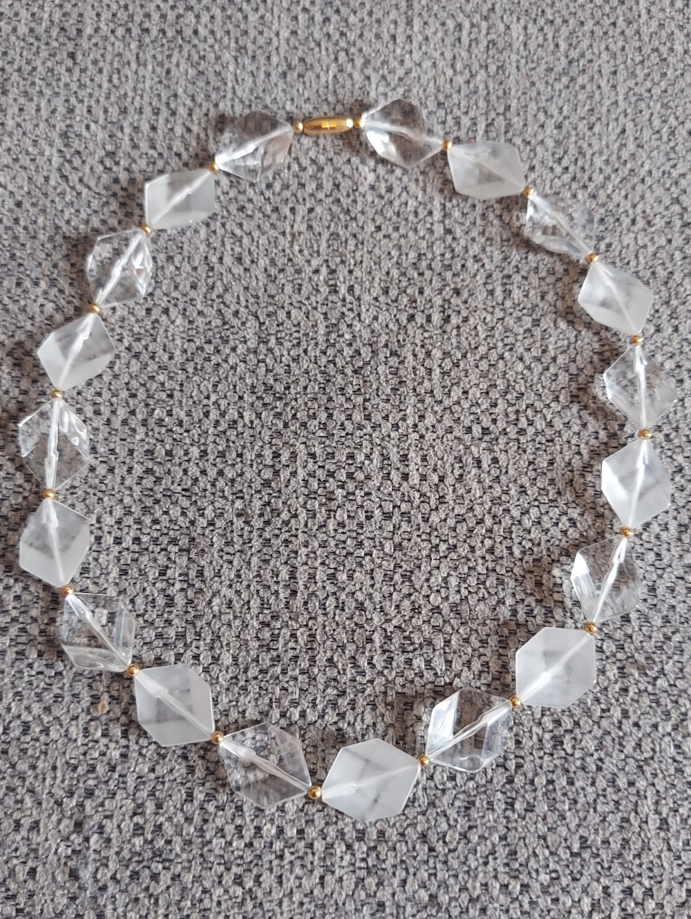 Vintage Avon Clear Faceted Lucite Necklace with Gold Accent Beads